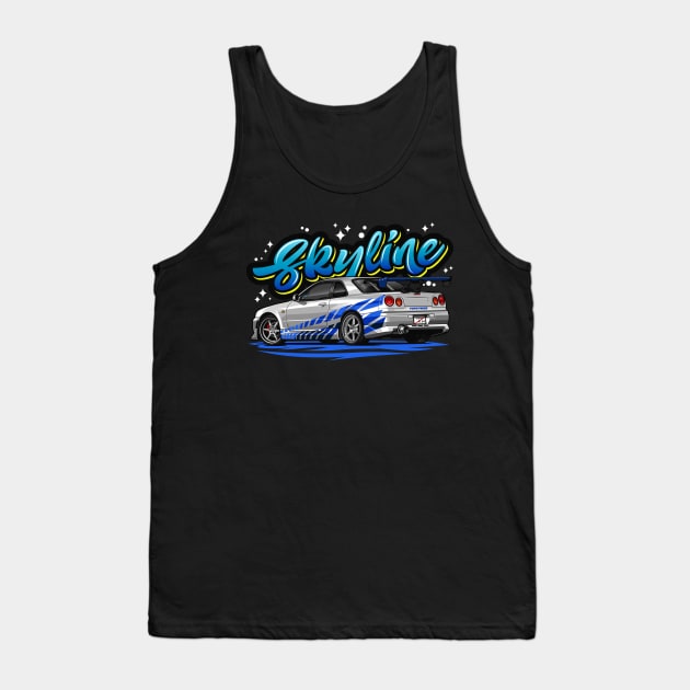 Skyline GTR R-34 (Ice Blue) Tank Top by Jiooji Project